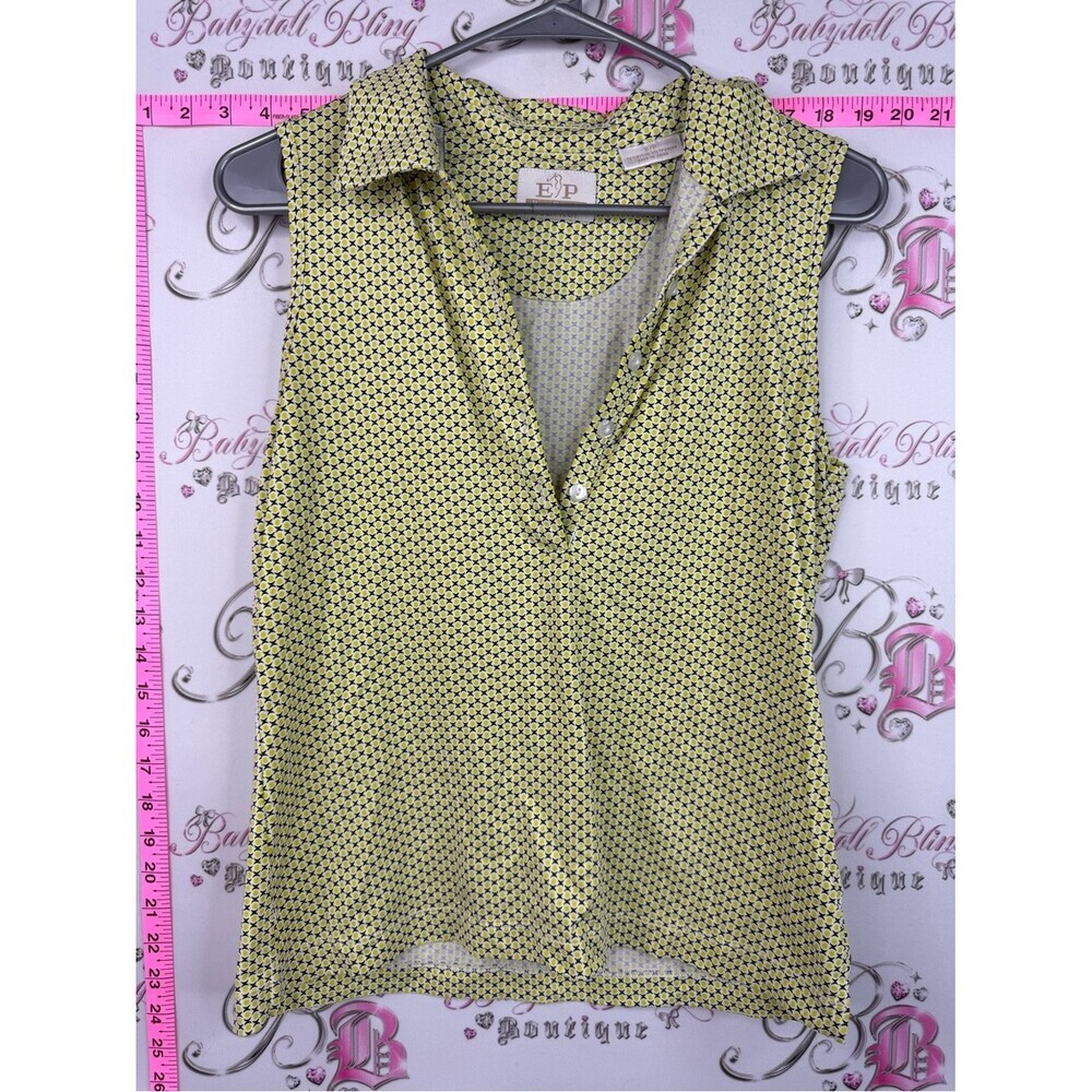 EP Pro tank top button up dots Yellow & Black Sleeveless Polo Golf Top